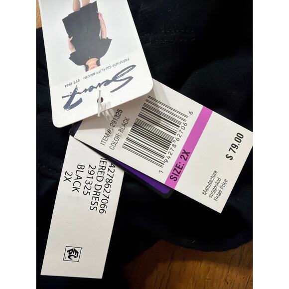 Seven7 Women's Plus Size Black Knee Length Tiered Dress Size 2X New - Picture 6 of 7